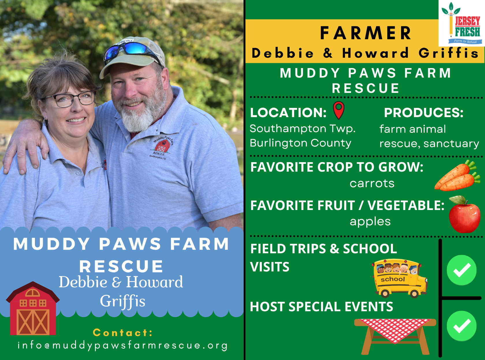 muddy paws farm rescue trading card photo with owner